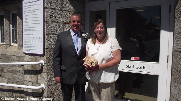Newlyweds: The couple married at Falmouth Register Office on Thursday