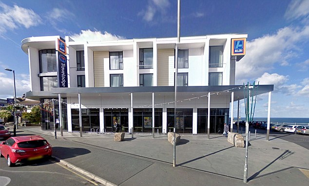Room with a view: The £53-a-night Travelodge is located on the seafront in Newquay