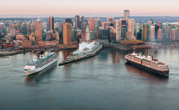 The harborside Vancouver Convention Centre (the low-rise building on the right) is hosting this year’s Cruise360.