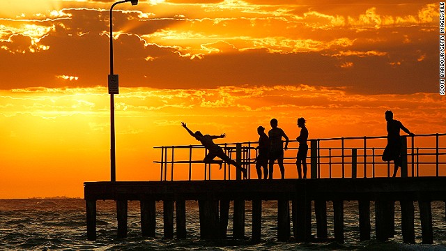 Engrossed in Facebook, a tourist in Melbourne, Australia, walked off the end of the St. Kilda pier (pictured). When police rescued her -- oh, yeah, she couldn't swim -- she was still clutching her phone. 