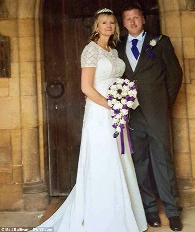 Mr Bullivant, pictured with wife Marilyn, 51 (left) on their wedding day, had only just arrived at the hotel when he went out and leaned on the balcony ledge