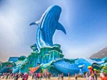 Impressive structure: A giant whale shark statue greets visitors to the attraction