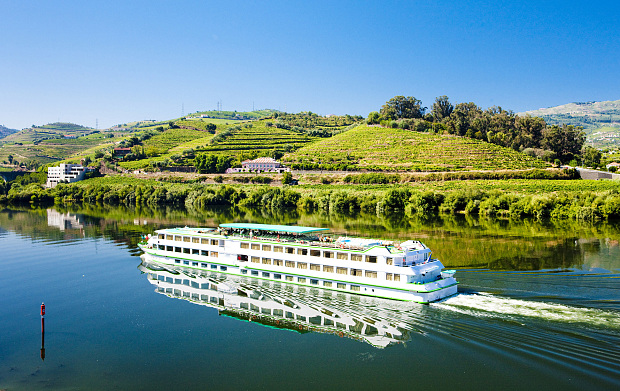A cruise ship in the Duoro Valley, Portugal