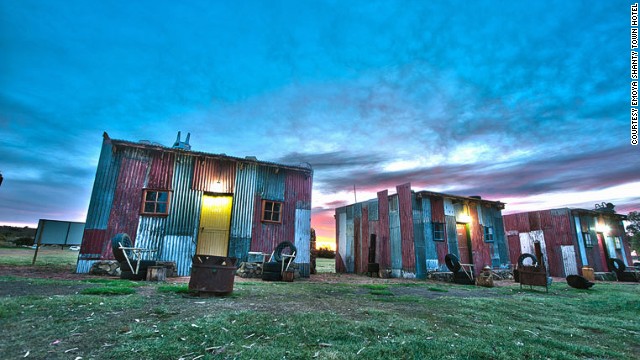 At Emoya Luxury Hotel in South Africa, guests stay in facsimile shacks made of corrugated iron. Now you can experience staying in a Shanty within the safe environment. ... This is the only Shanty Town in the world equipped with under-floor heating and wireless internet access! reads the Shanty Town homepage.