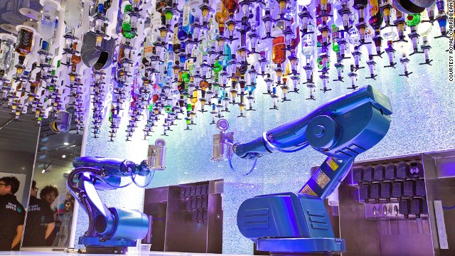 Make mine a double. In the Quantum of the Seas Bionic Bar, robotic arms are in charge of mixing the drinks. 