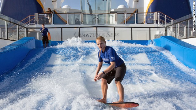 Like several other Royal Caribbean ships, Quantum of the Seas is equipped with a FlowRider -- a 40-foot long surf simulator.