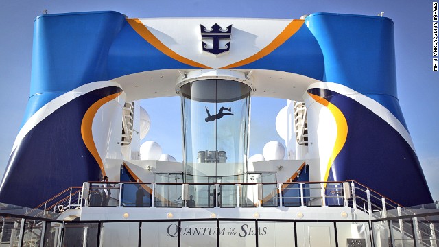 No need for Titanic-style Jack, I'm flying reenactments at the front of this ship. Quantum of the Seas has a RipCord by iFly skydiving simulator.
