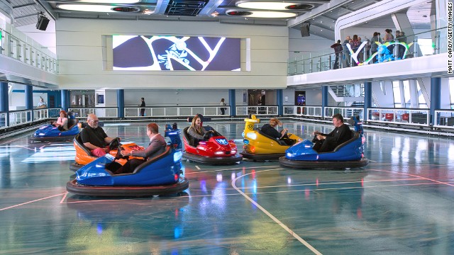 The ship's SeaPlex facility offers a circus school, basketball court, rollerskating rink and bumper cars. 