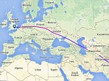 Flight history: A map taken from Flightradar24.com that charts the path of the Virgin Atlantic flight, which was just 140 miles away from MH17 when it was shot down