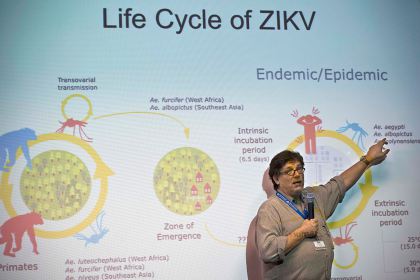 Paolo Zanotto, researcher at the Institute of Biomedical Sciences of the University of Sao Paulo, speaks during a press conference at the Institute of Biomedical Sciences of the Sao Paulo University.  (NELSON ALMEIDA/AFP/Getty Images)