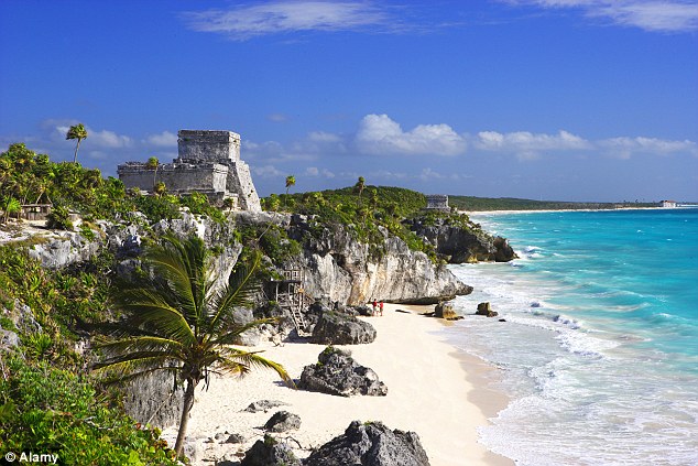 The couple were just four days into their holiday in Riviera Maya, Mexico (pictured) when Ms Green had to be admitted to hospital for a swollen leg. The medical costs were at least £3,000