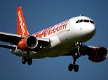 Aborted: An easyJet plane - pictured landing at Gatwick - was forced to delay arrival at Turkey due to passengers 'running amok'