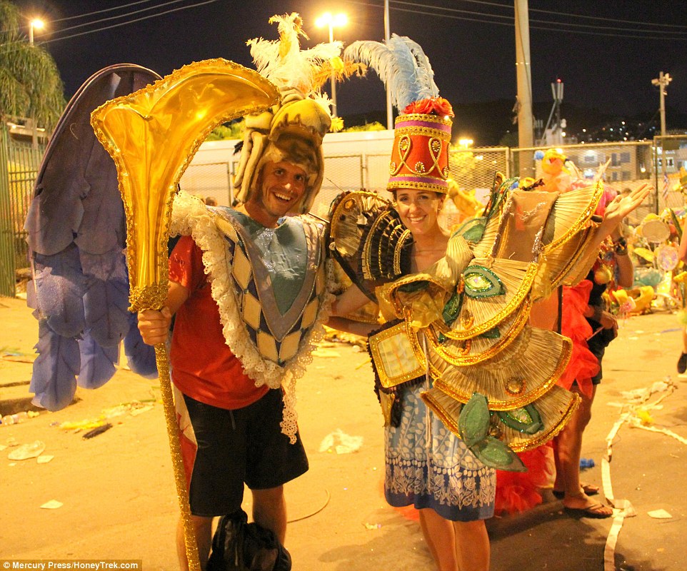 Party time! Anne and Mike found time to hit the Rio de Janeiro carnival on their epic honeymoon around the world 