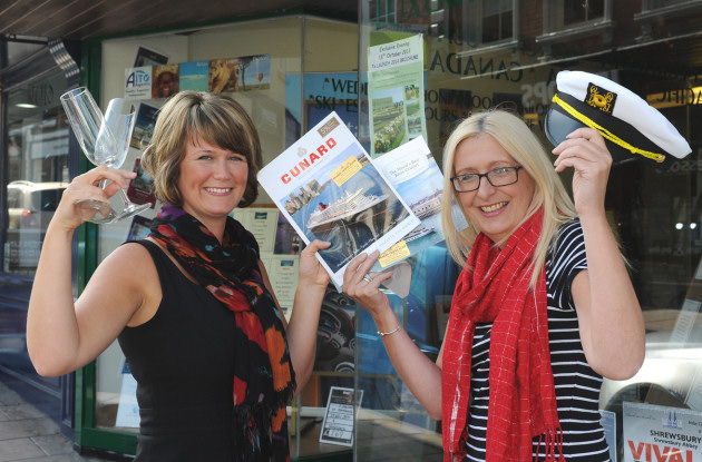 Heading for the Captain’s table, Claire Moore and Sue Kinton at Peakes Travel Elite in Shrewsbury.