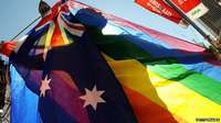 A protester during a gay rights march through Sydney