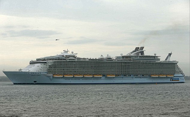 In a statement, Royal Caribbean said the ‘22-year-old male guest from Oasis of the Seas (pictured) went overboard near Cozumel, Mexico