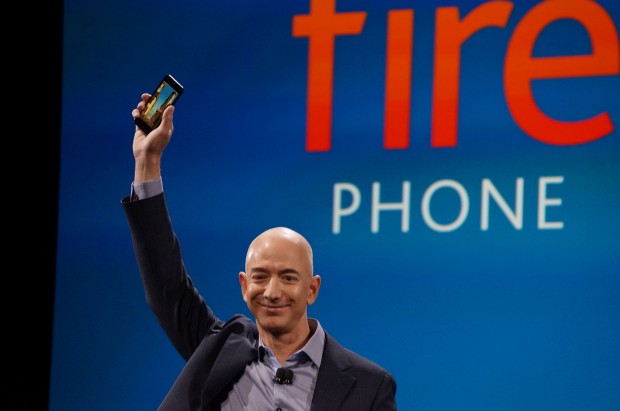 Amazon CEO Jeff Bezos announces the Fire smartphone.