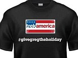 Holiday outfit: Trek America had a T-shirt made up and will be sending it to Greg in time for his trip
