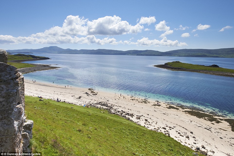 The Isle of Skye was voted ‘4th best island in the world’ by National Geographic Magazine. Pictured are the Coral Beaches in Dunvegan