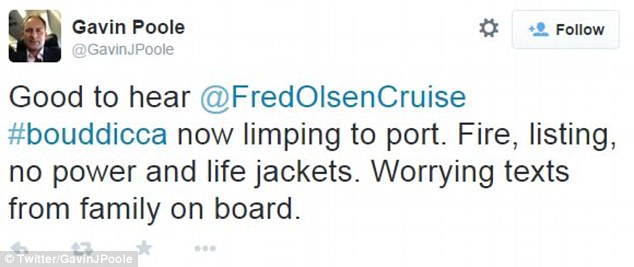 Gavin Poole, who has family members on board the Boudicca, said he received 'worrying' text messages