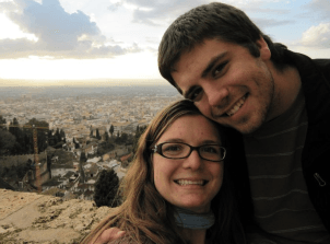 Natalie and Chris at a hilltop garden overlooking Granada, Spain (Dec. 2010).