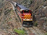 Cutting it fine: Two trains positioned perfectly in shot at the Viso double switchback near Matucana, Peru