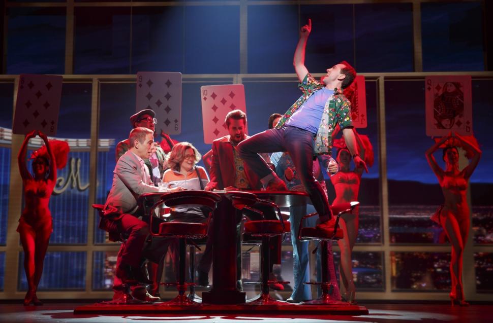 Tony Danza, left, and Rob McClure, standing, in ‘Honeymoon in Vegas.’