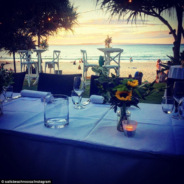 Beach vibes: The reception was held at Sails Restaurant on the beachfront in Noosa, and Morgan's entire family was there to help her celebrate