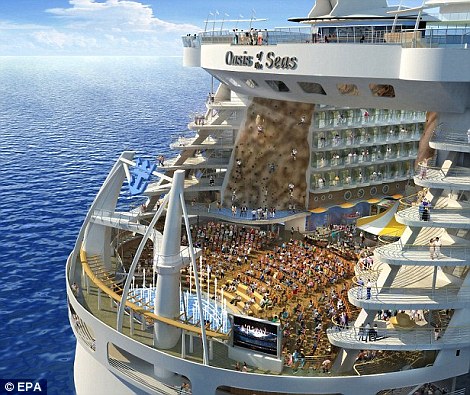 Record-breaking: The ship took over three years to build and the largest pool on the seas