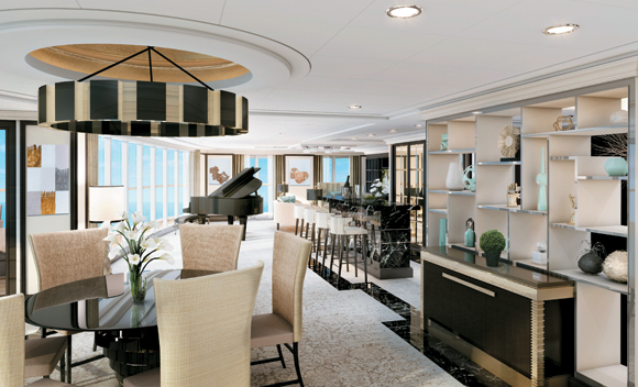 Explorer Suite living room on Regent Seven Seas Cruises’ Seven Seas Explorer, set to debut in June
