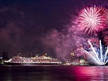 Grand send-off: A firework display and a gathering of around 20,000 people bid farewell to Cunard's Queen Victoria