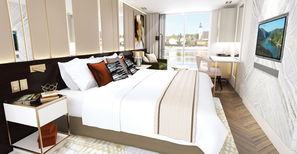 A Deluxe Suite on Crystal River Cruises’ new 160-passenger Crystal Mozart