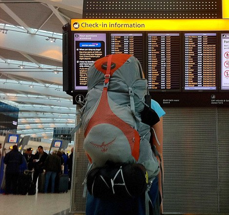 Kath checking in at Heathrow