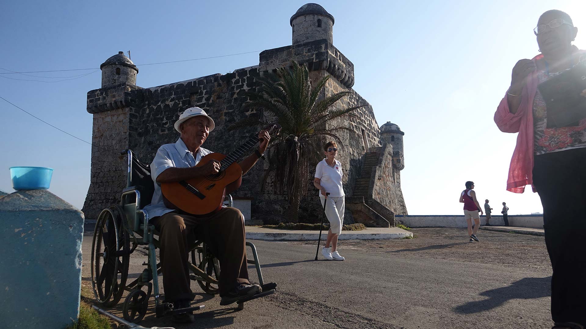 Marcelo Martinez, age 79, strums his guitar for tourists from the Fathom Adonia crusie ship in Cojimar, Cuba, east of Havana