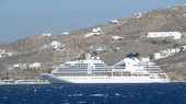 Seabourn Odyssey at the Greek island of Mykonos