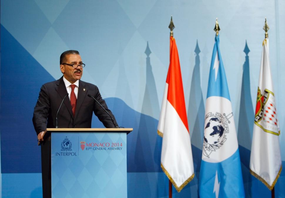 Interpol Secretary General Ronald Noble addresses members during the 83rd Interpol General Assembly in Monaco this week. He says jihadists now using cruise ships to get closer to Iraq and Syria.