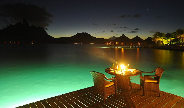 One of the most romantic locations in the world: Guests can enjoy a candlelit dinner on their own deck