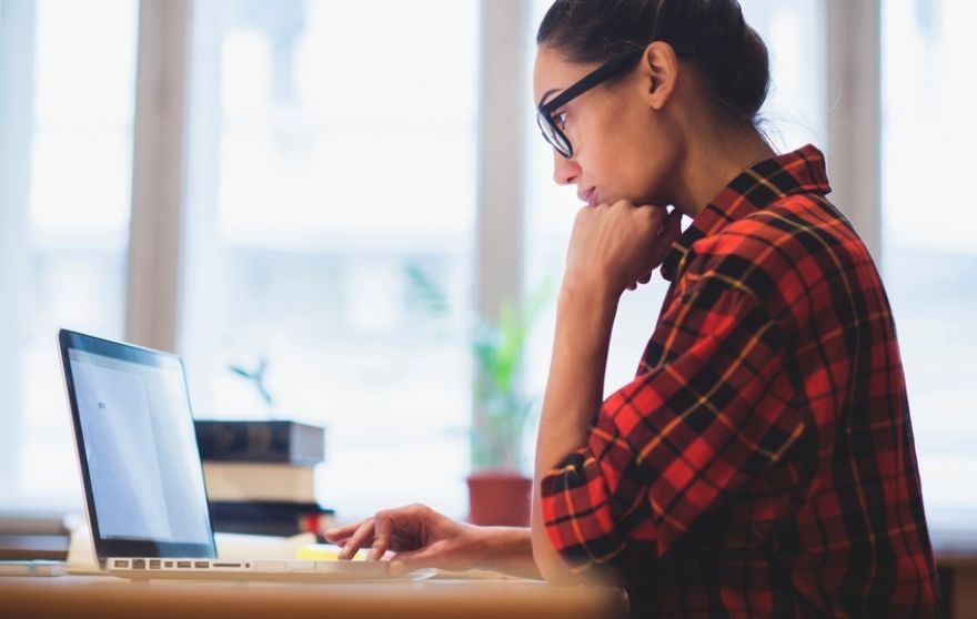 Young woman working on laptop