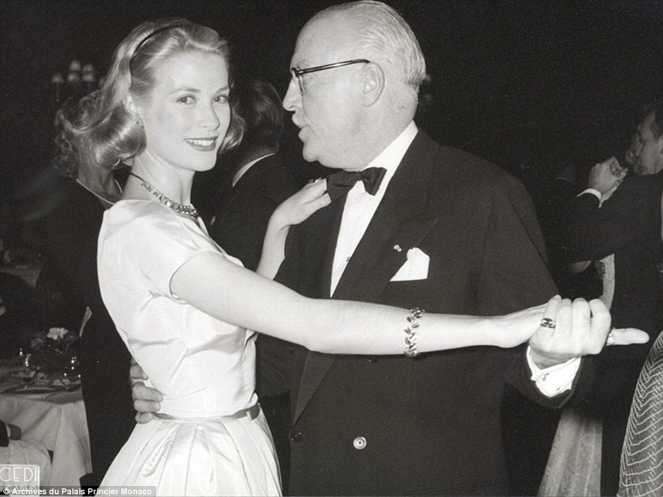 In-law: Kelly is seen here dancing with Prince Pierre de Polignac. Soon after this photo was taken, he would become her father-in-law