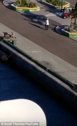 At one point the woman clasps her hands and appears to beg the ship to return