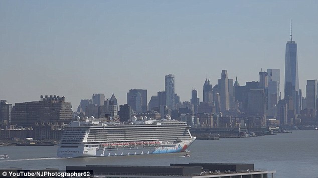 In this video grab, the Norwegian Breakaway cruise ship departs New York for the Bahamas on 17 April