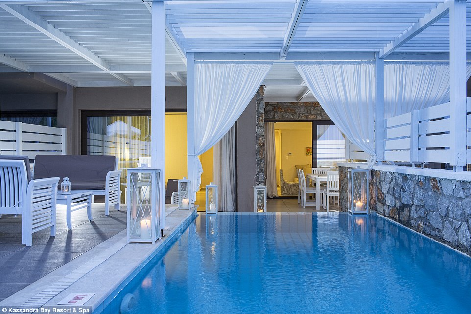 Take in the gorgeous views of the Aegean Sea - in serious style - at the Kassandra Bay Resort  Spa in Skiathos, Greece