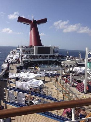 Passengers took to sleeping on outside decks after the Triumph lost power.