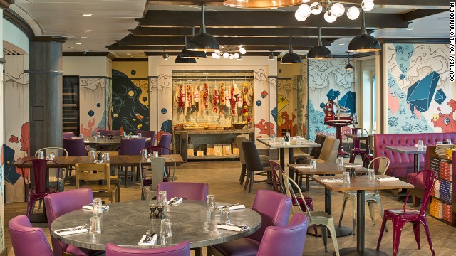 There's no escaping celebrity chef restaurants. Not even at sea. Among Quantum's 18 restaurants is Jamie's Italian, by Jamie Oliver. 