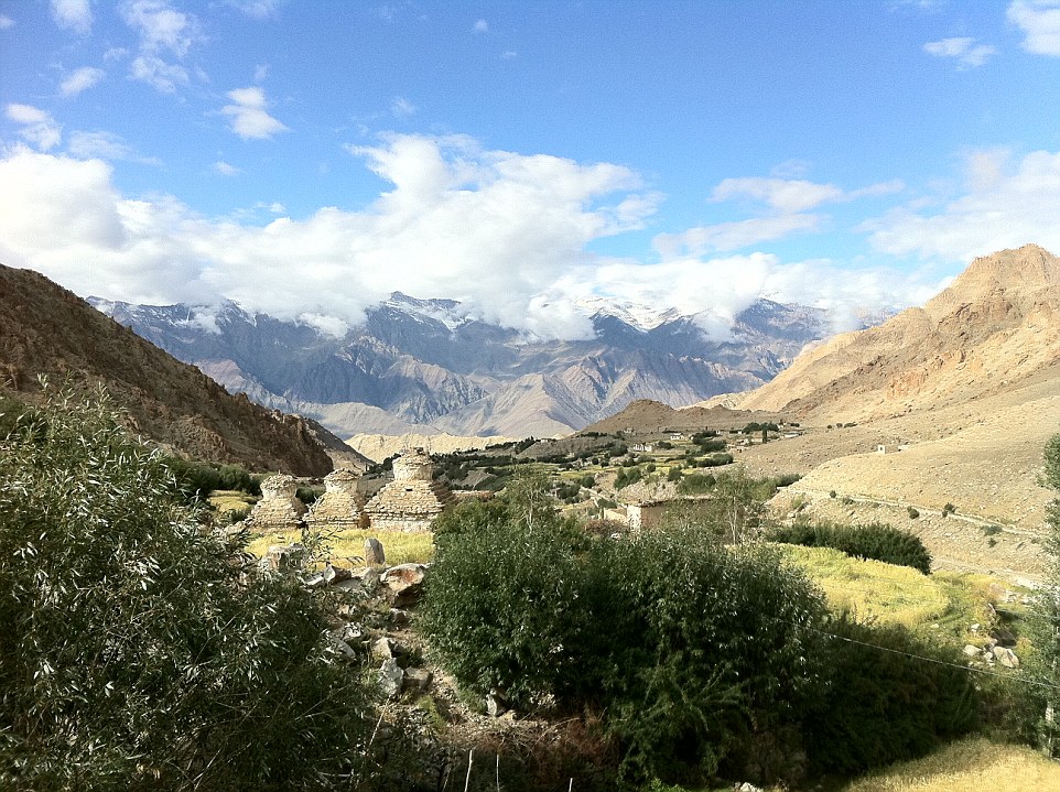 To escape the heat of New Delhi, the couple ventured north to the remote region of Ladakh (above), near to the Himalayan mountains