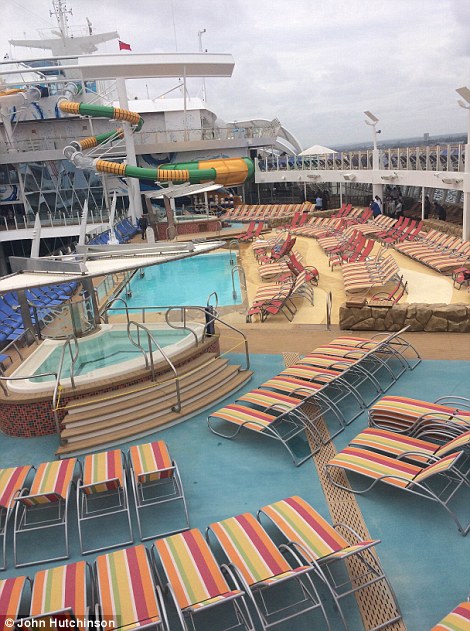 The empty pools and water slides are pictured