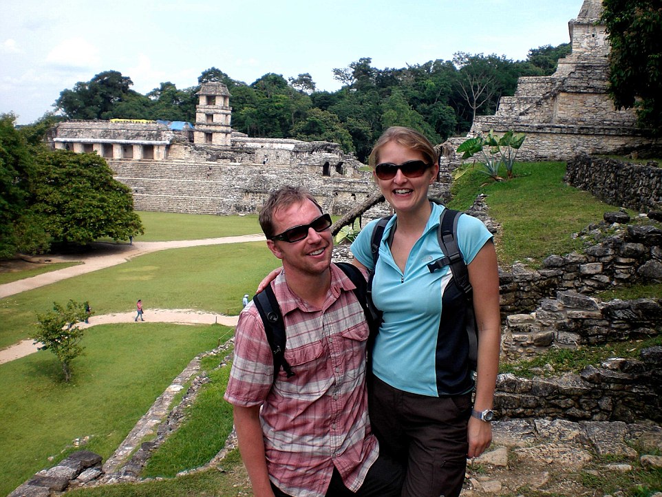 James and Kath pictured together in Palenque, a Mayan city in Mexico that the couple visited during their year-long honeymoon