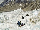 Treacherous: The Sherpas were killed when an avalanche struck the Khumbu Icefall, known as one of the most dangerous passes on the mountain