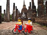 Thai-ny travellers: The pair rent bicycles to visit the temples in the quiet village of Sukhothai