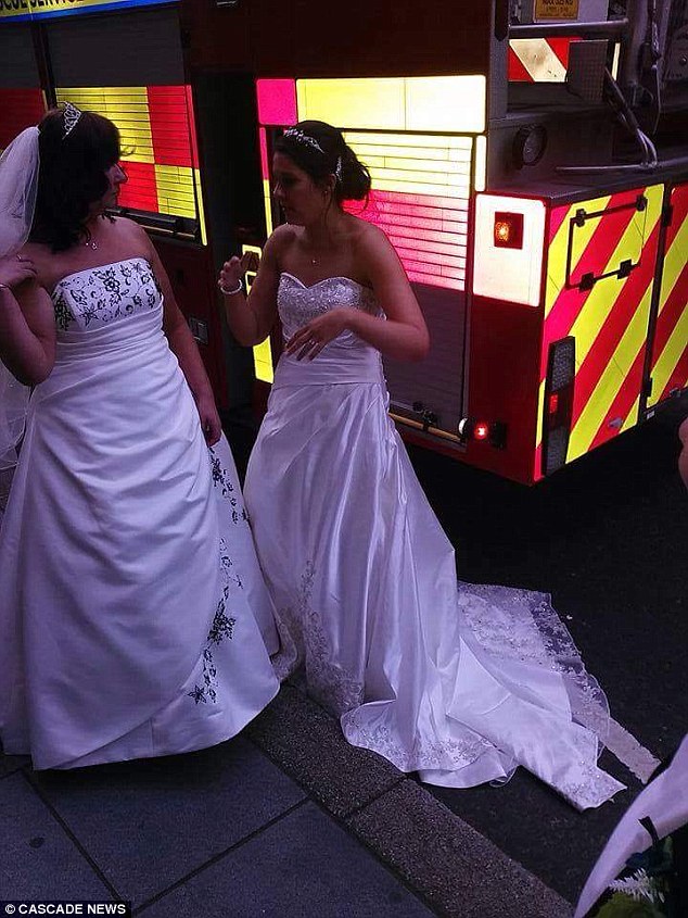 The two brides were forced to evacuate the building after the ceiling at the Queen's Hotel in Dundee collapsed 